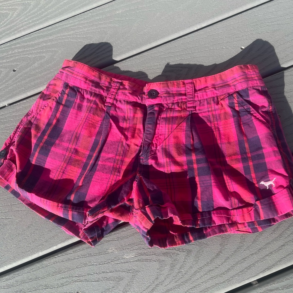 PINK Victoria's Secret Plaid Shorts in Pink and Black
